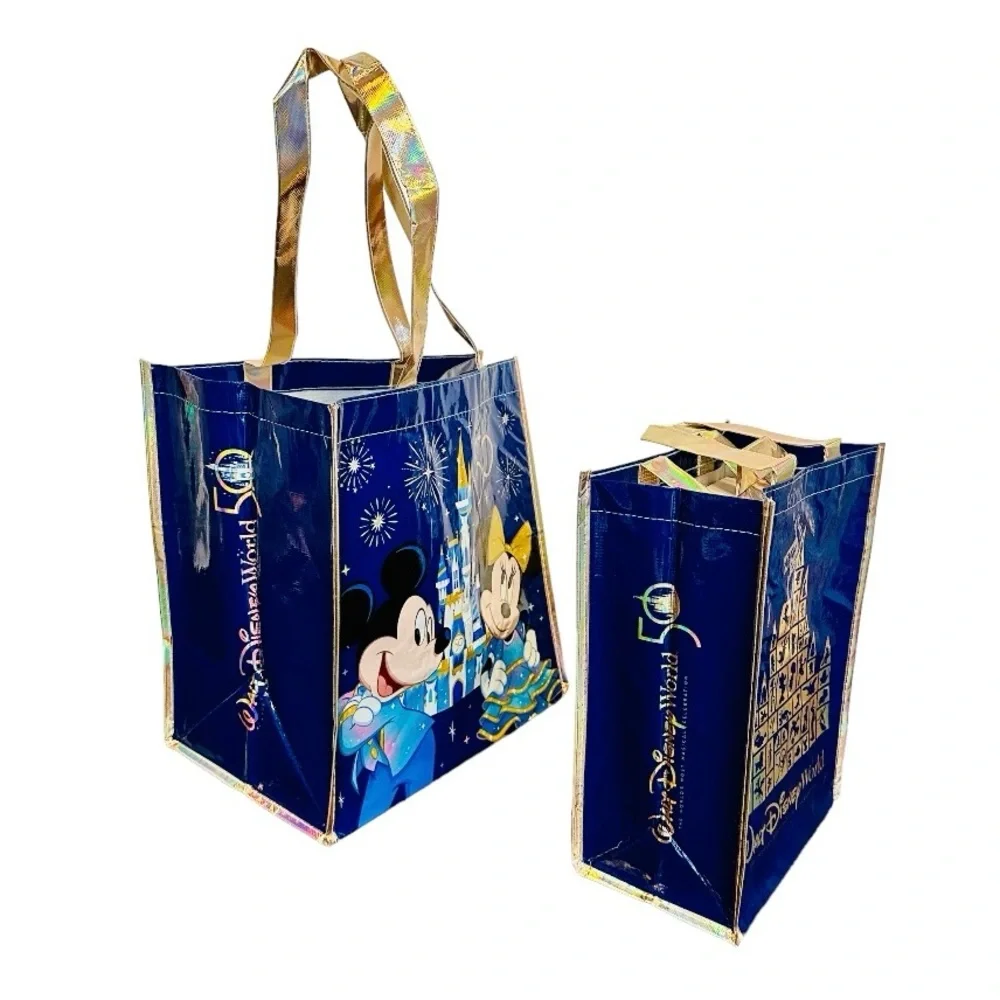 Disney 50th Anniversary Reusable Tote Bag Set Minnie Mickey Mouse Magic Kingdom